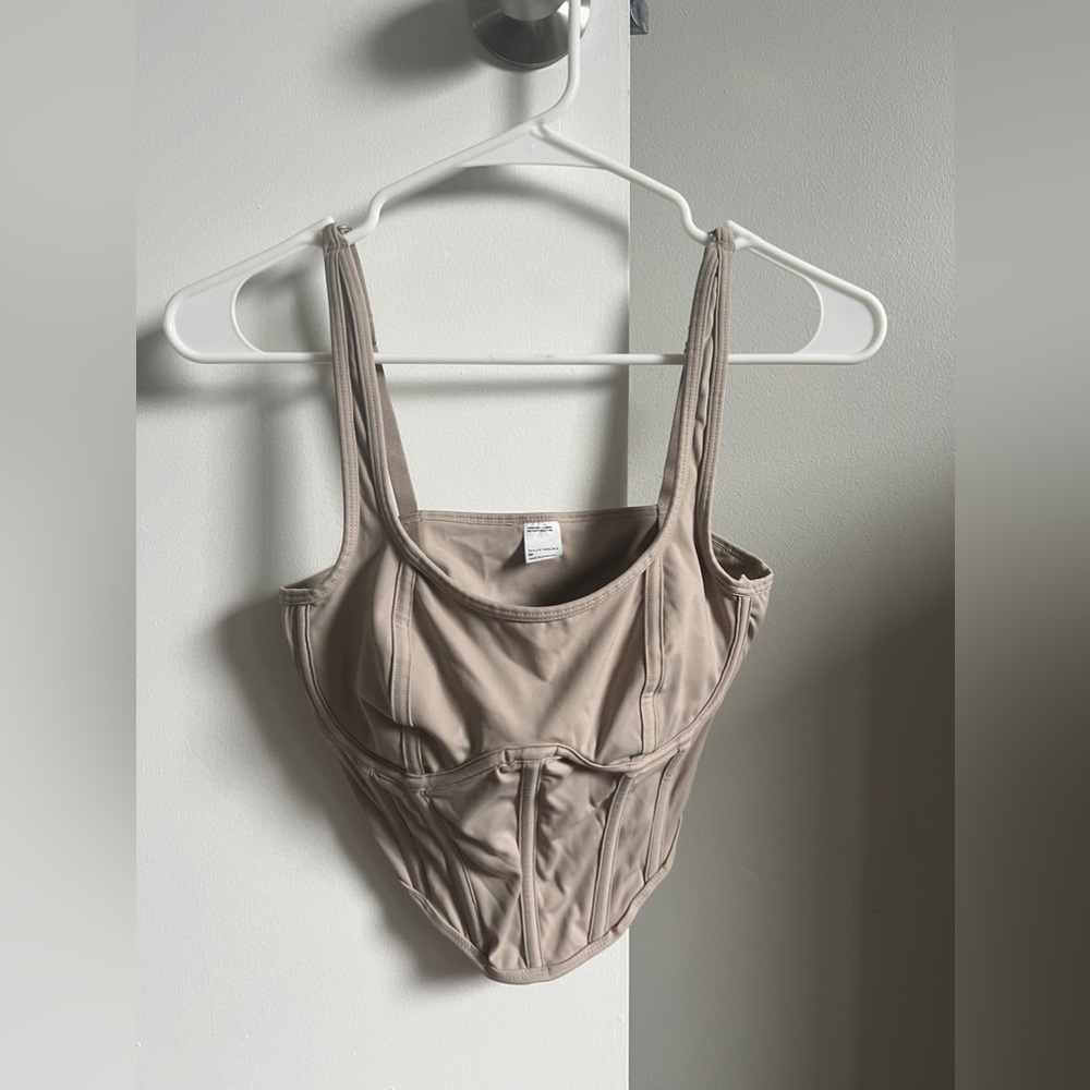 COPY - GILLYHICKS bustier top/corset top in tan beige color